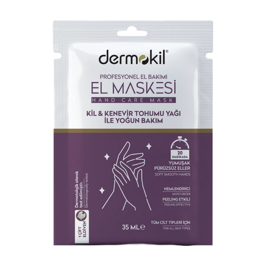 Dermokil hand care mask packaging on a white background